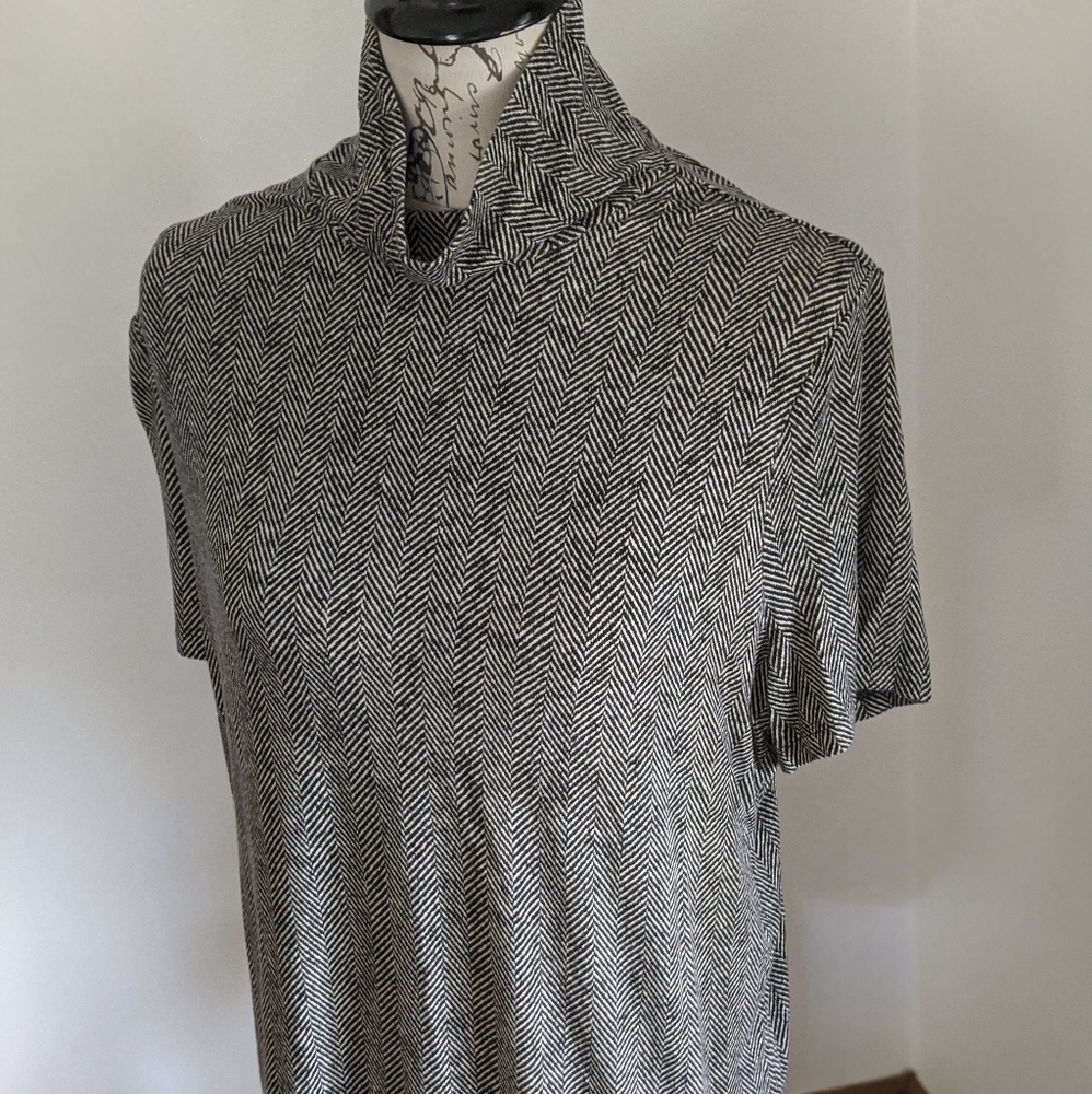 Lauren Ralph Lauren Black & White Short Sleeve Mock Neck Tee
